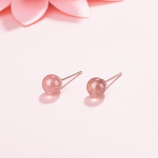 Bông tai hạt hồng cổ điển dễ thương