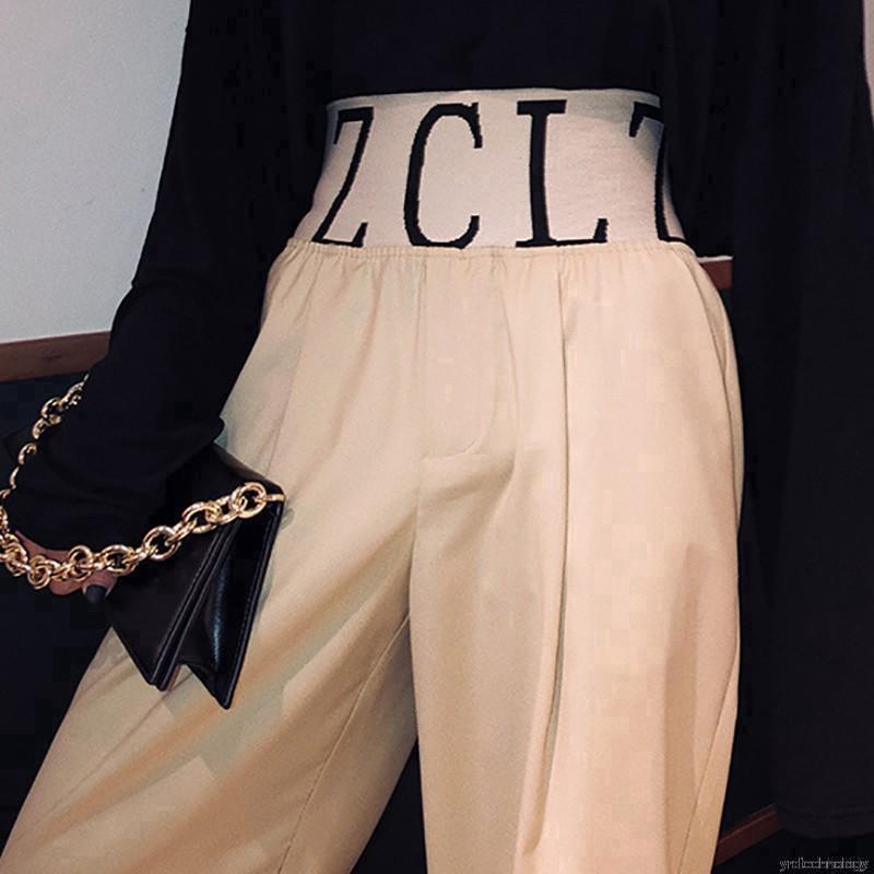 Quần ống rộng lưng thun cao màu trơn chất liệu co giãn thoải mái | BigBuy360 - bigbuy360.vn