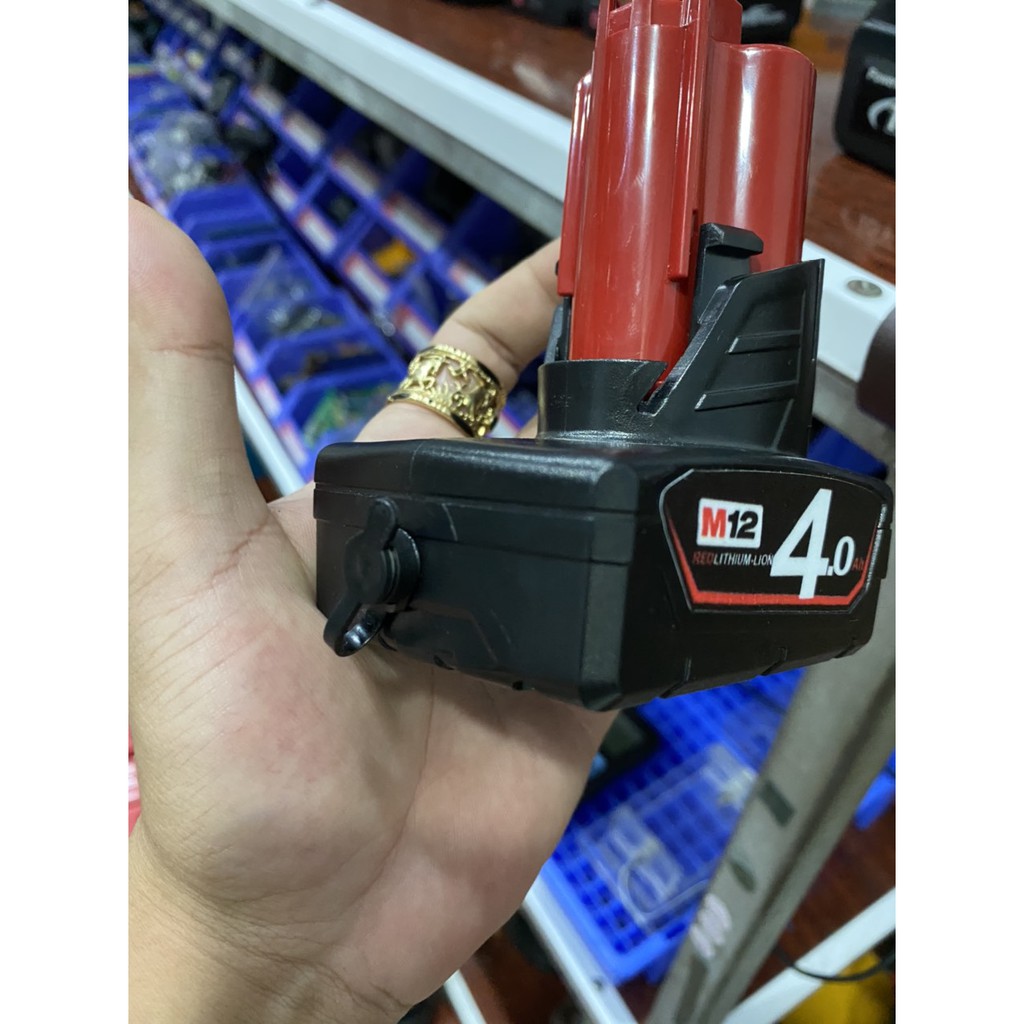 Pin Milwaukee M12 Li-ion nhận sạc zin, đóng cell samsung. BN.
