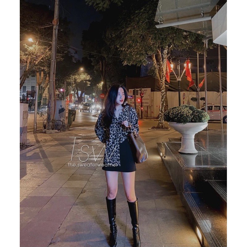 [Ảnh thật/Sẵn]Áo sơmi voan da báo hot trend/Áo sơmi đuôi tôm | BigBuy360 - bigbuy360.vn