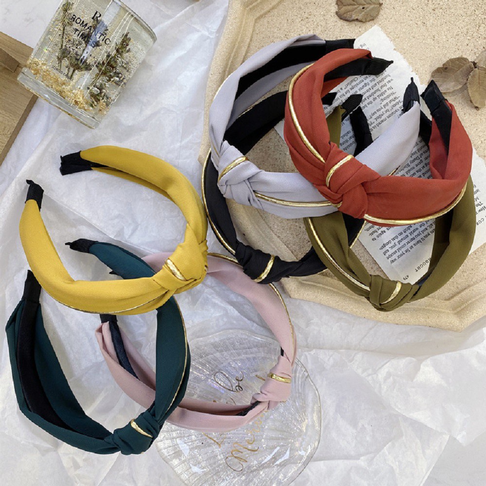 Băng Đô Vải Thắt Nơ Bản Rộng Nhiều Màu Sắc Dành Cho Nữ