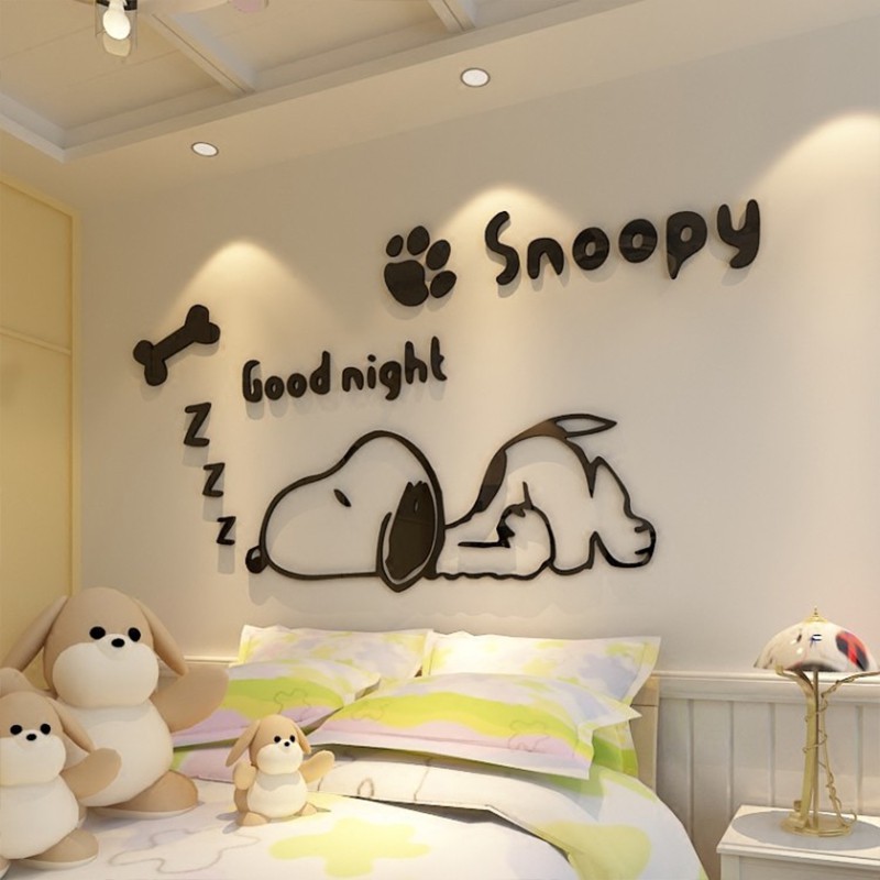 Cartoon Snoopy puppy 3D dán tường ba chiều cho phòng trẻ em, mẫu giáo, phòng khách, dán tường trang trí đầu giường phòng | BigBuy360 - bigbuy360.vn
