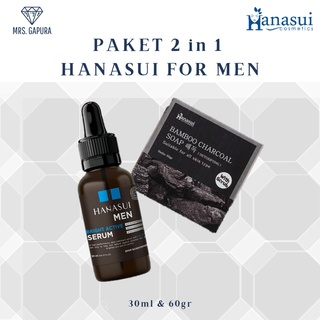 Image of Skincare Pria Hanasui Paket 2in1 Sabun Charcoal Dan Serum Bright Active Hanasui For Men Pencerah Pemutih Wajah Pria Clorismen H3