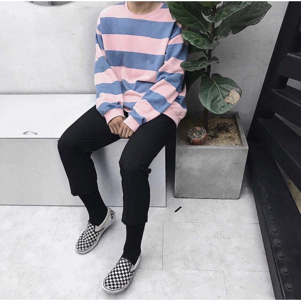 [ Có Ảnh Thật ] áo thun tay dài form rộng - Sweater sọc unisex | BigBuy360 - bigbuy360.vn