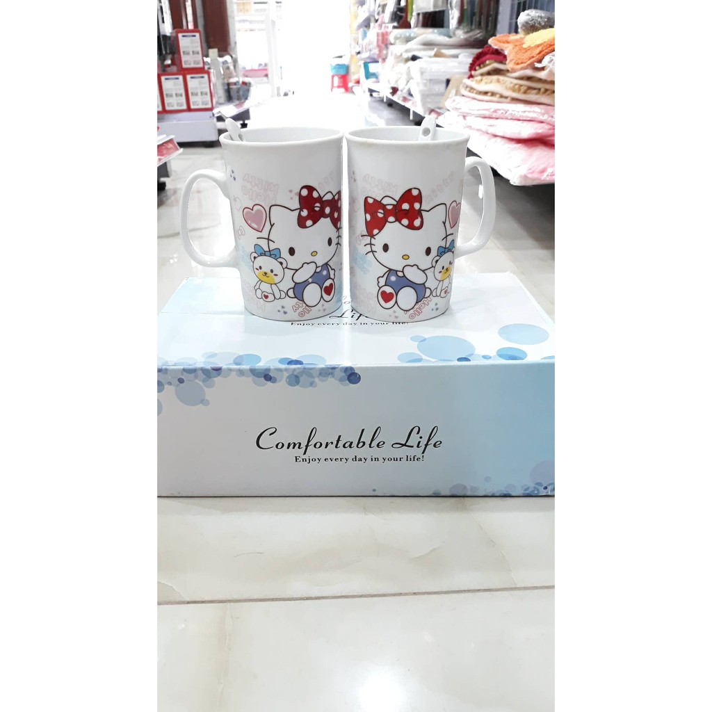 Cốc sứ Hello Kitty kèm thìa
