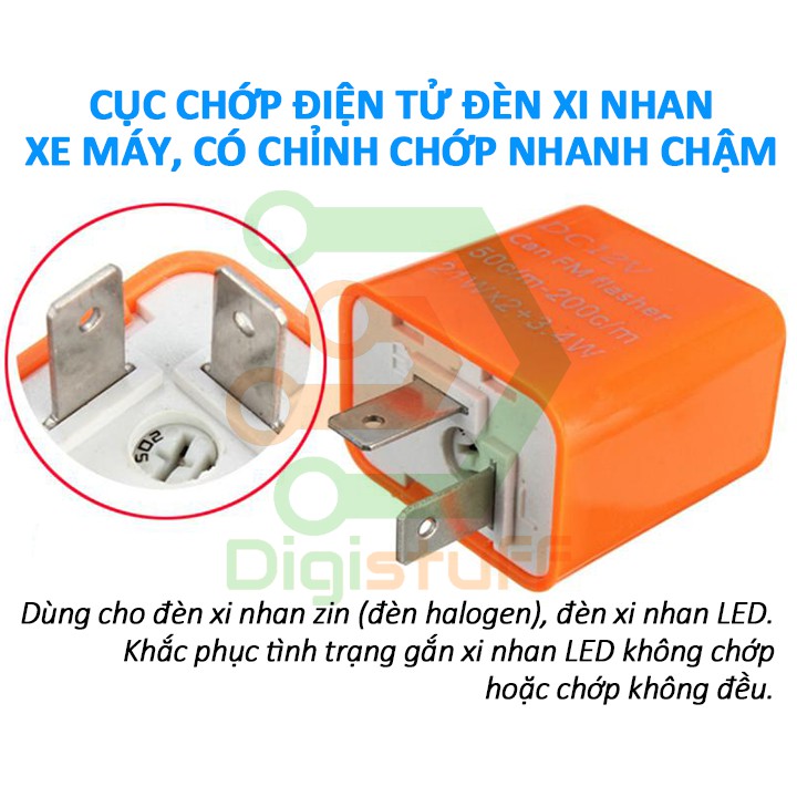 Cục chớp điện tử xi nhan / xinhan dùng cho đèn LED và đèn zin trên xe máy, có chỉnh nhanh chậm