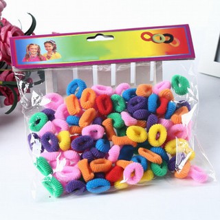 Set 100 Dây Thun Cột Tóc Nhiều Màu Sắc Thời Trang Cho Bé Gái