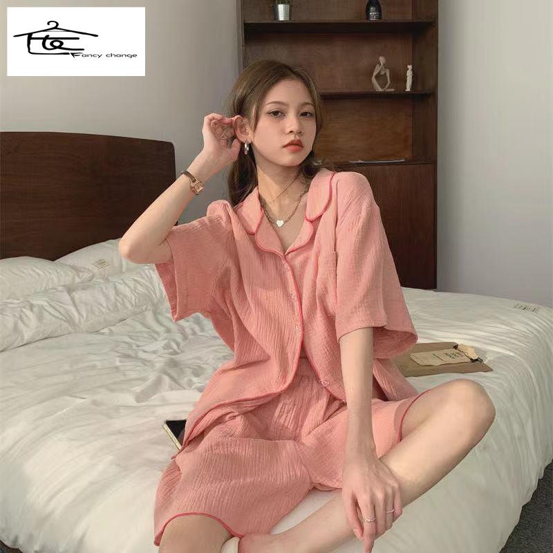 Bộ Đồ Ngủ Vải Cotton Lanh Mỏng Thoải Mái Thân Thiện Với Da