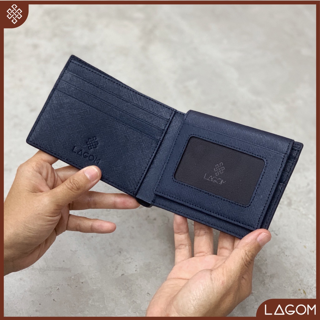 Ví nam Da Thật LAGOM Plus wallet - dáng ngang có ngăn để ảnh