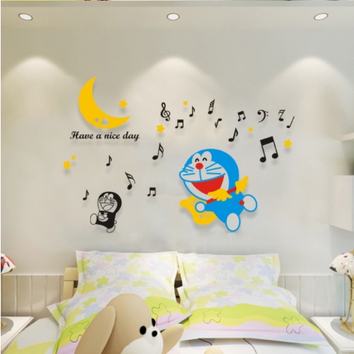 Tranh dán tường mica 3D Doreamon cho bé  yêu decor  trang trí phòng ngủ phòng khách