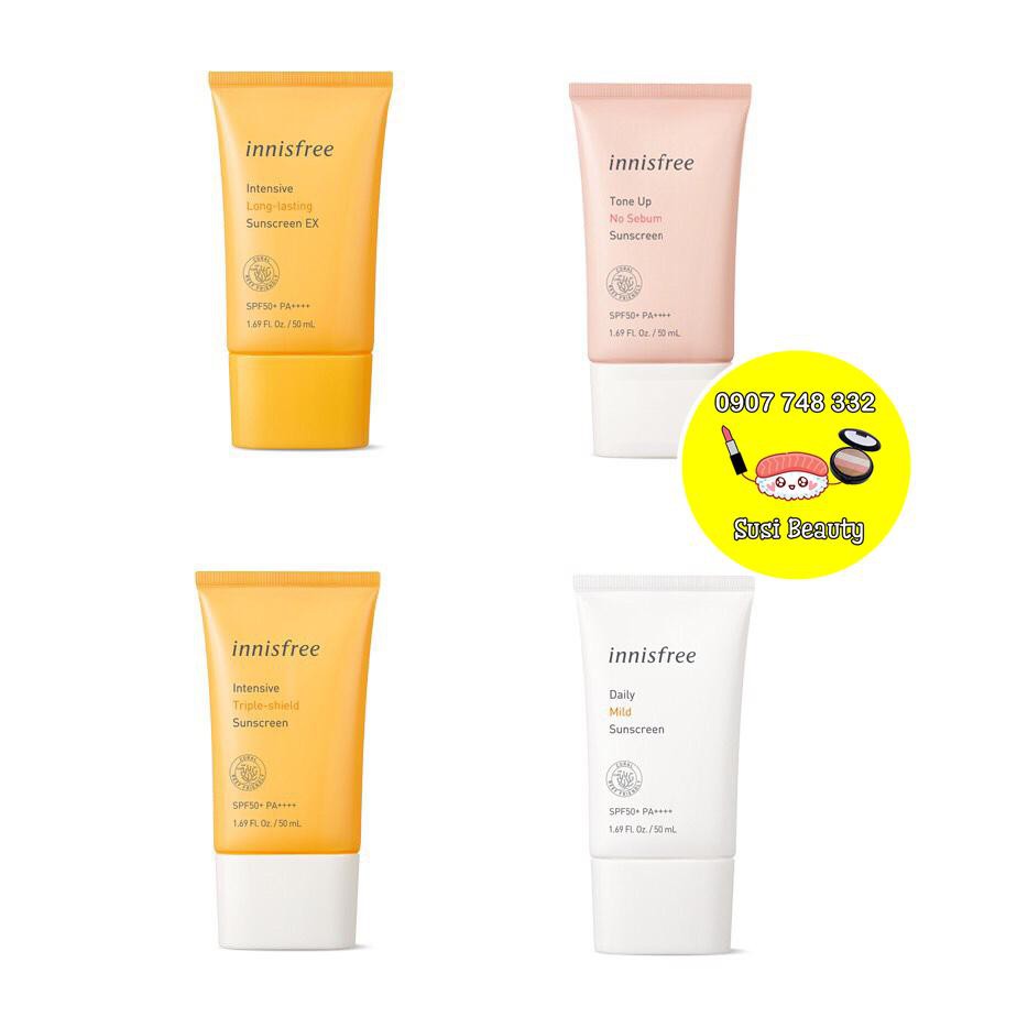 Kem Chống Nắng Innisfree No Sebum, Long Lasting, Triple Care, Mild, Triple-Shield Sunscreen SPF 50+/PA++++ 50ml