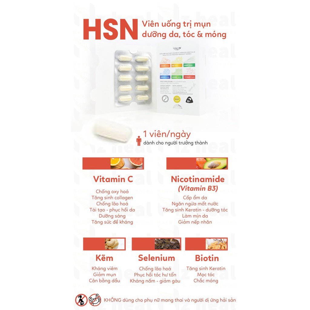 viên uống hsn deep blue health dưỡng ẩm sáng da dưỡng tóc móng