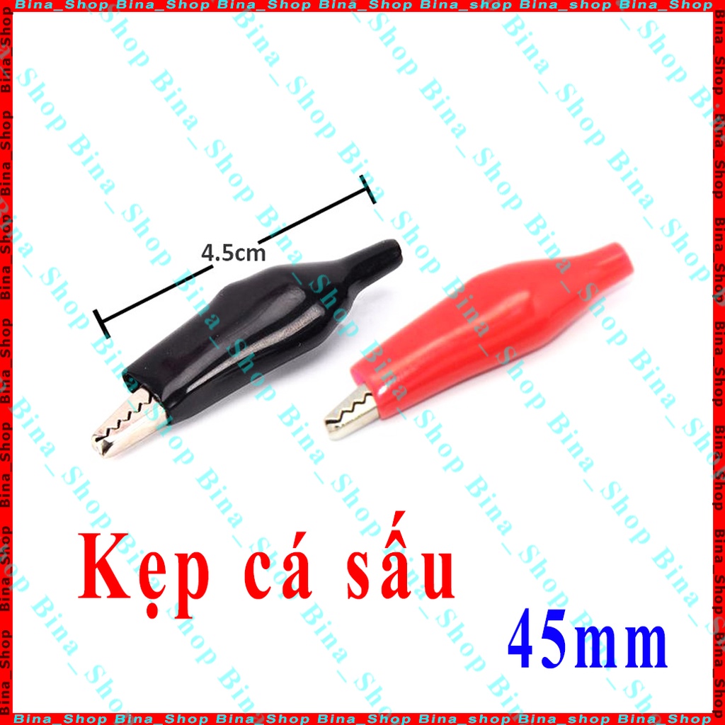 Đầu kẹp cá sấu đỏ/đen 45mm, kẹp nhanh thiết bị tiện lợi
