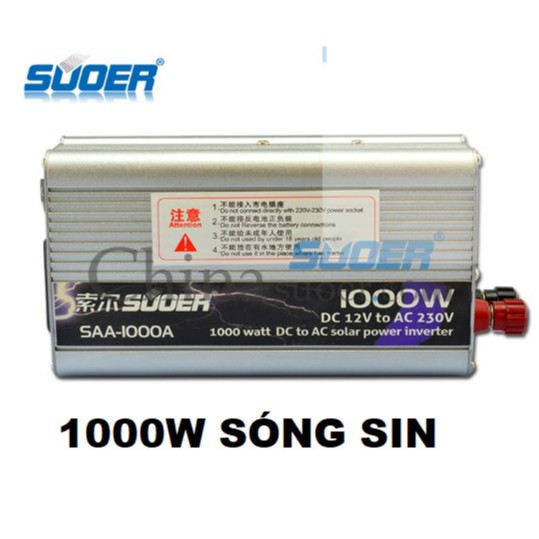 Bộ đổi điện 1000w 12v sang 220v Suoer - SAA-1000A