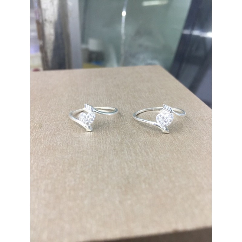 Nhẫn mũi tên trái tim đính đá nhỏ bạc ta NGỌC MẬU