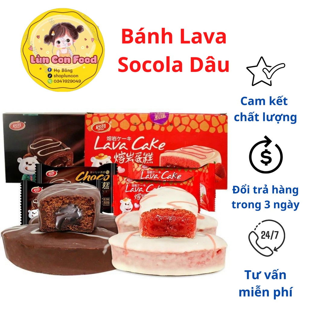 BÁNH LAVA SOCOLA DÂU NHÂN CHẢY - BÁNH GATO SOCOLA DÂU MỀM XỐP THƠM NGON - Lùn Con Food