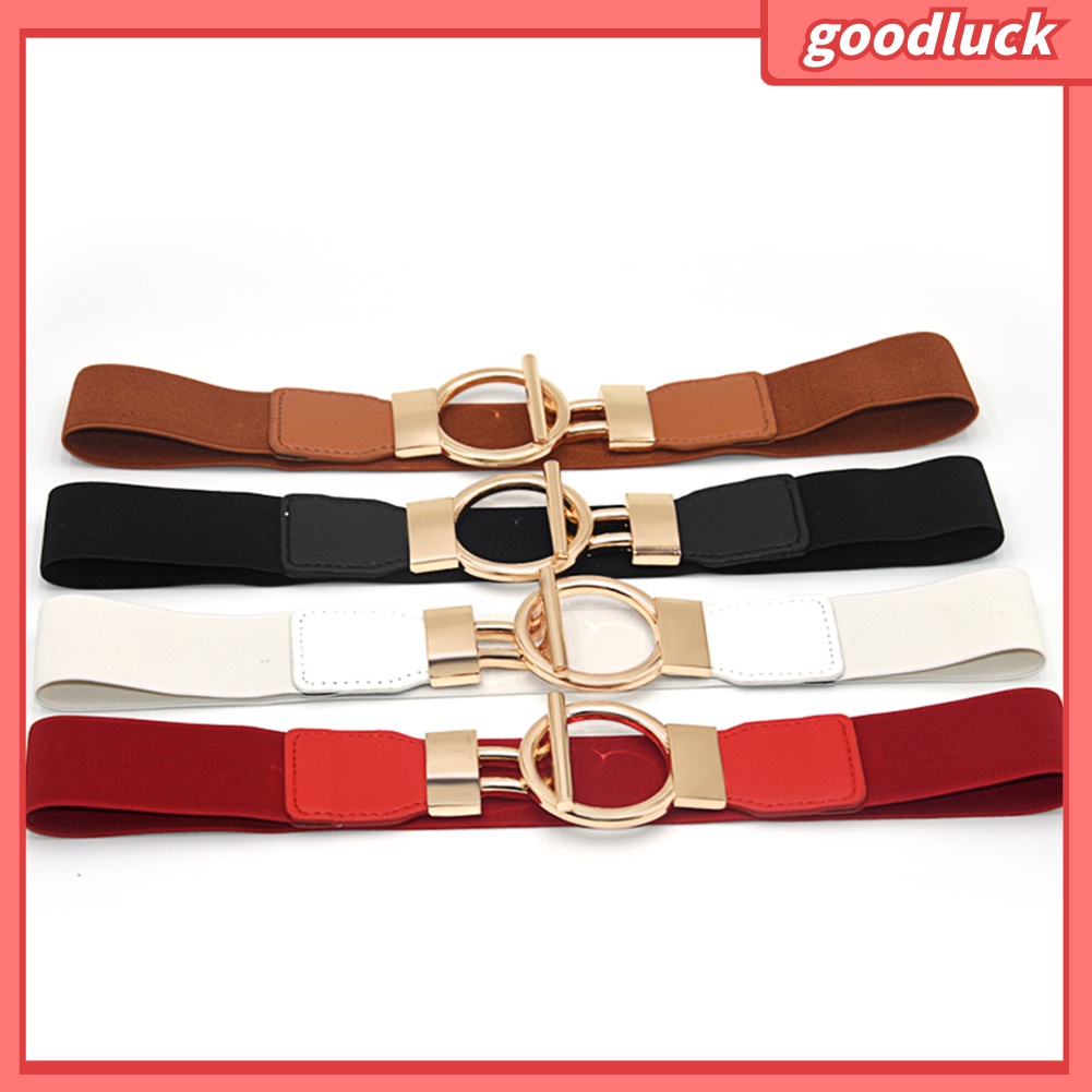 Thắt lưng da PU phối khóa kim loại hình tròn thời trang dành cho nữ
