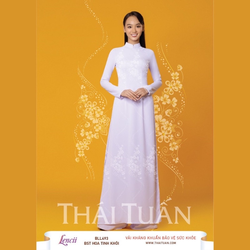 Áo dài trắng lụa lencii Thái Tuấn học sinh đi học may sẵn truyền thống