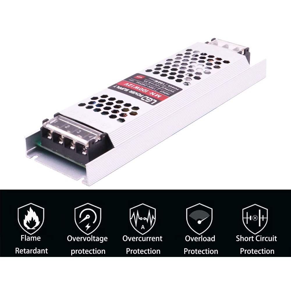 Bộ Biến Áp Nguồn DC12V/24V 60W 100W 150W 200W 300W AC190-240V Cho Đèn Led Dây