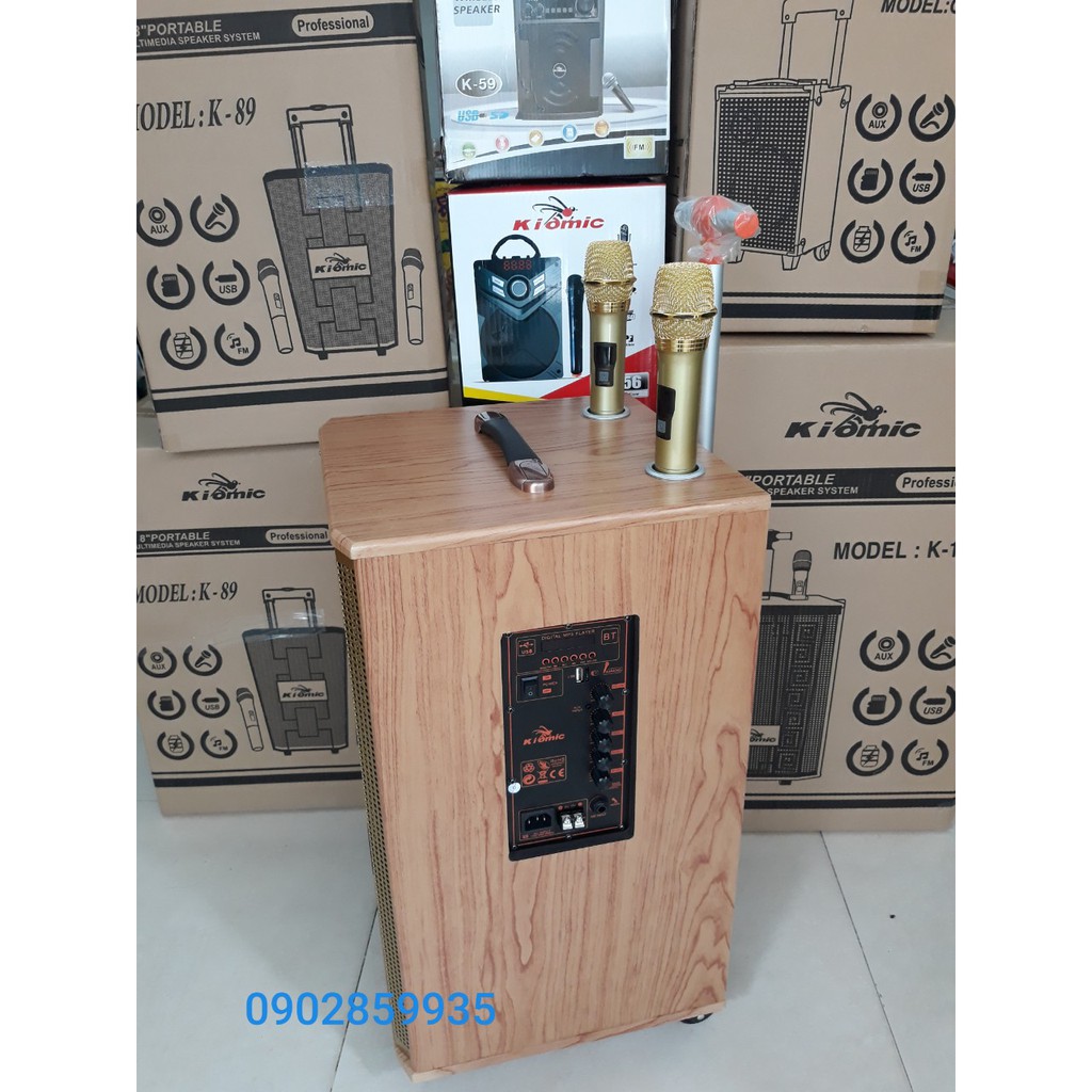 Loa kéo karaoke kiomic K123 bass 3 tấc kèm 2 micro không dây ( kiomic K123)