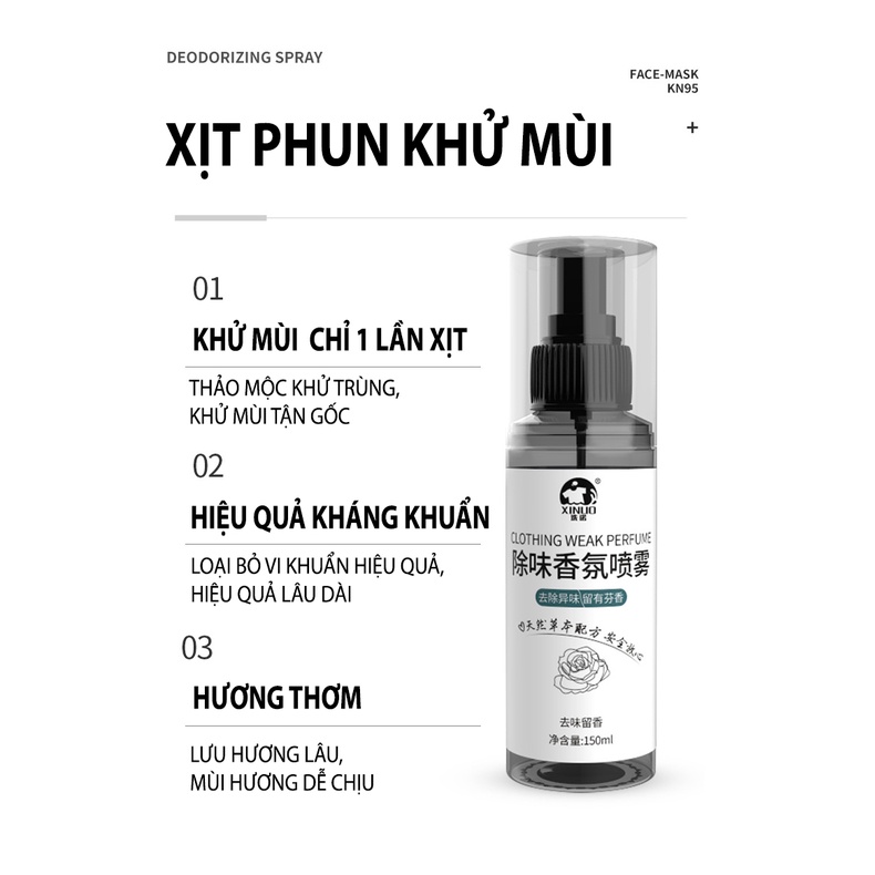 Xịt Khử Mùi Quần Áo Hương Nước Hoa Xinuo - Chai 150ml