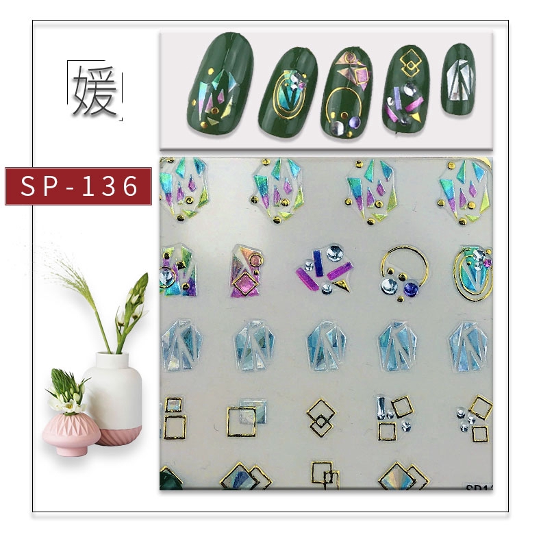 Pha lê đá 3D dán móng tay màu laser trang trí nghệ thuật bắt mắt