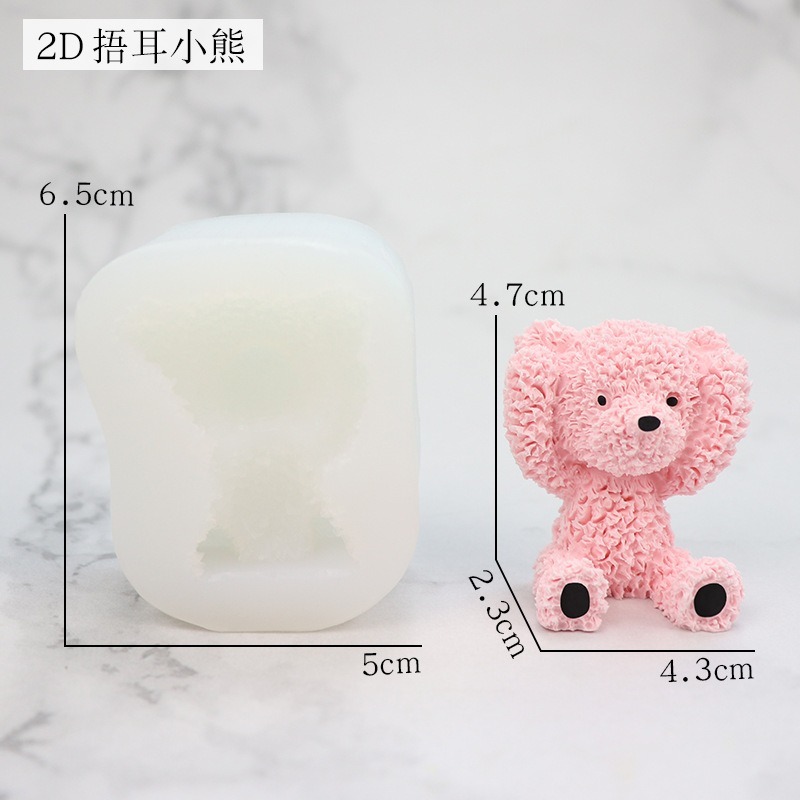 Khuôn Silicon Làm Bánh Hình Gấu Dễ Thương Có Hương Thơm Che Mắt Miệng Và Tai DIY