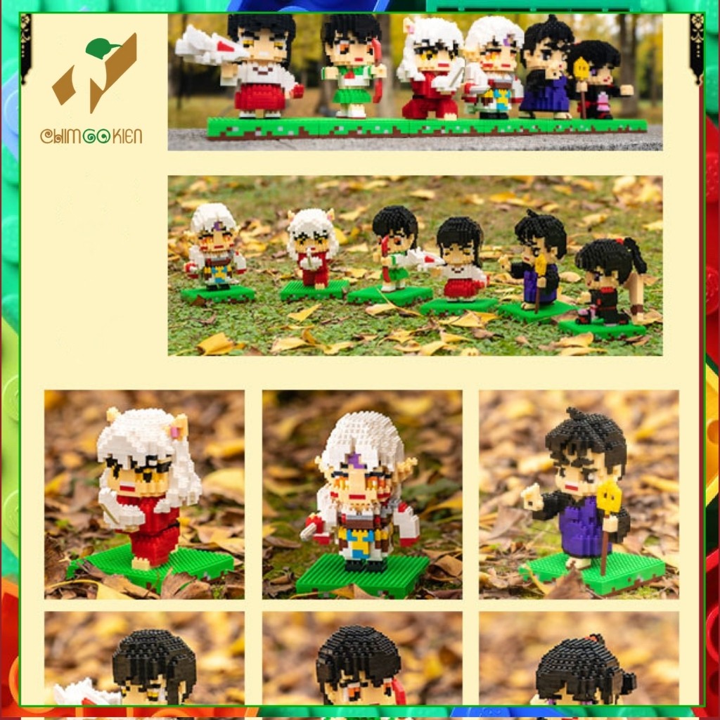 Mô hình inuyasha lego 3d 800 chi tiết Inu Yasha, Kagome, Miroku, Sesshomaru,Sango, Kikyo