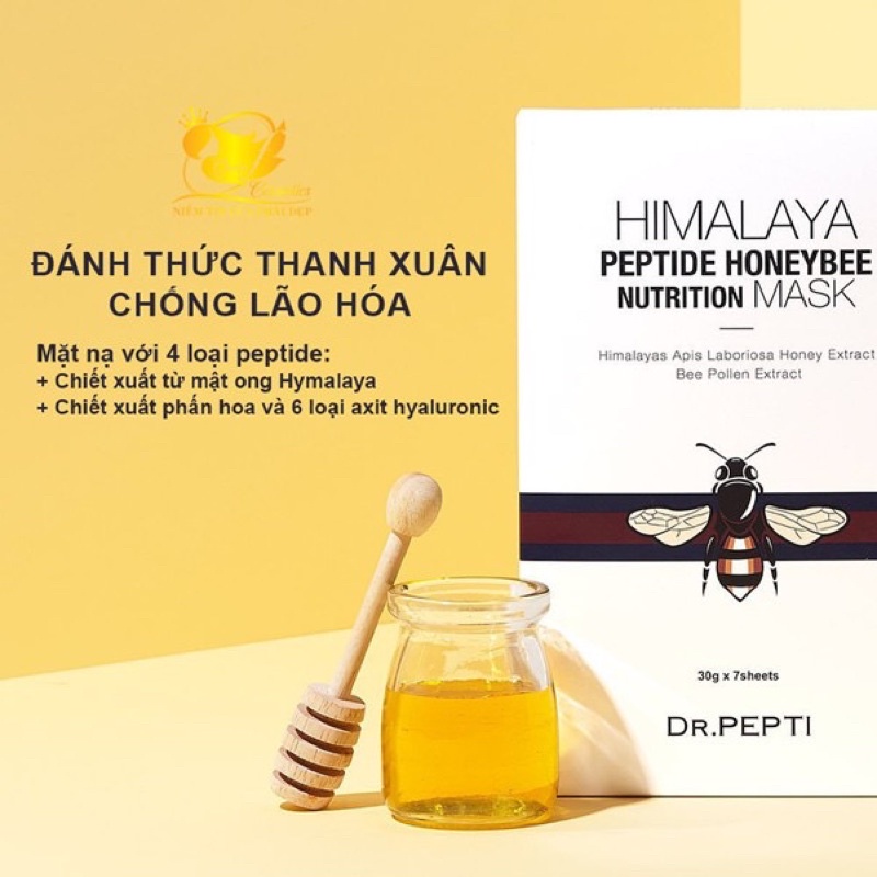 [Chính Hãng] Mặt nạ tinh chất mất ong và phấn hoa #Dr.Pepti Himalaya Peptide Honeybee Nutrition Mask Hàn Quốc 30g