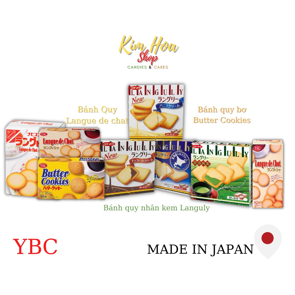Tổng hợp banh quy Languly & Langue de chat & Butter Cookies MADE BY YBC - MADE IN JAPAN