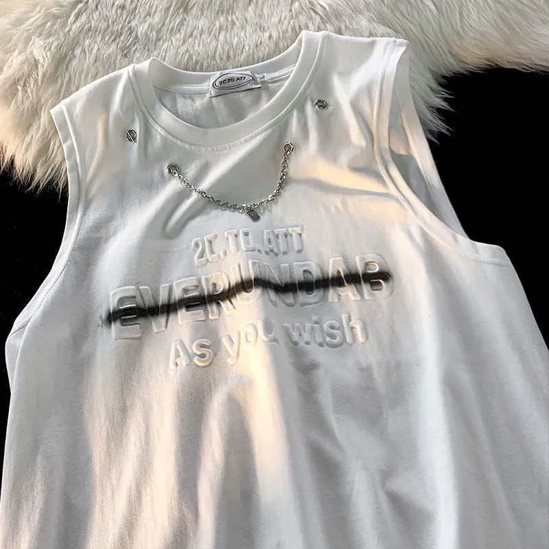 Áo Thun Cotton Ba Chiều Dáng Rộng Phối Vòng cổ Chữ Phong Cách Đường Phố Mỹ Cho Nam
