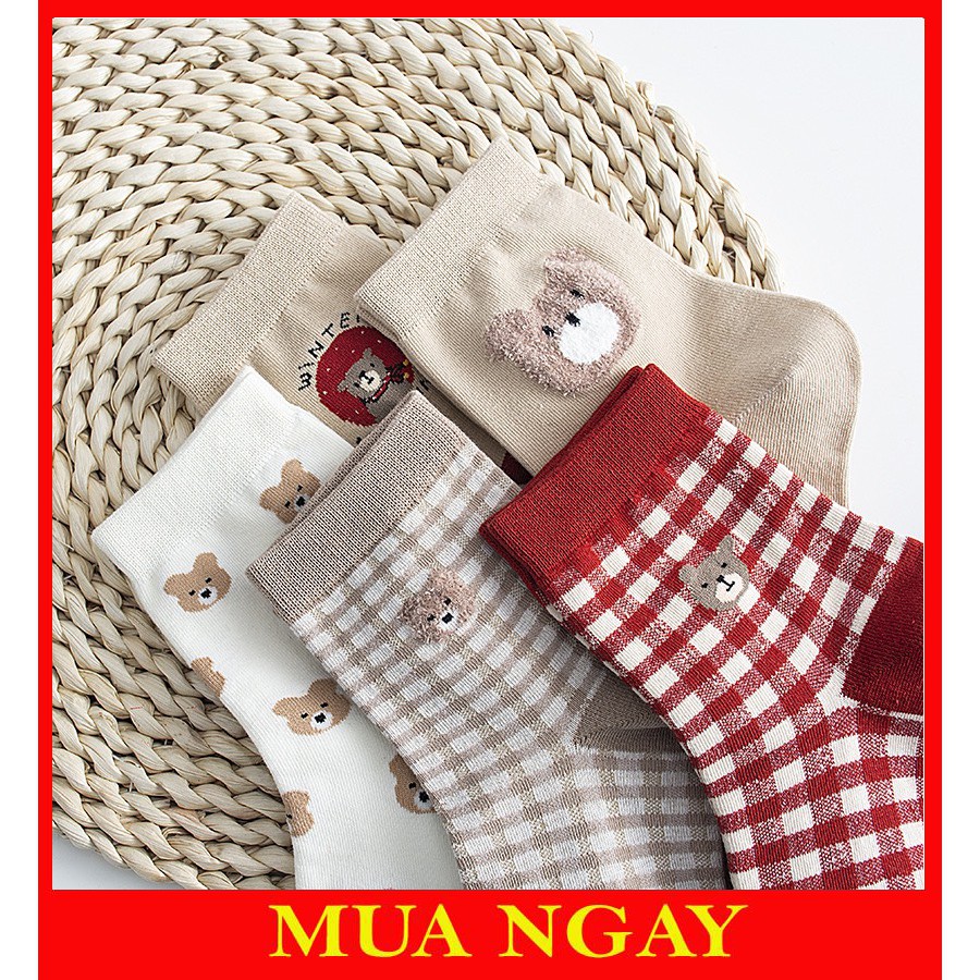 Tất Noel giáng sinh họa tiết gấu vui nhộn TN75