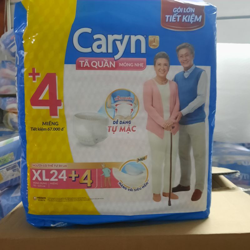 Tã quần caryn mỏng nhẹ M32, tã caryn L28 gói lớn siêu tiết kiệm dễ mặc chống tràn dành cho người lớn