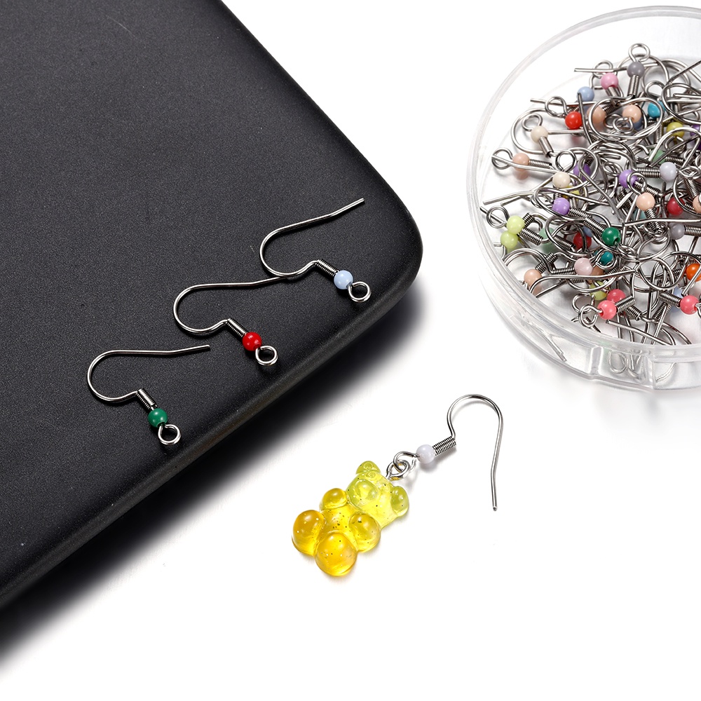 50 Chiếc Bông Tai Dạng Móc Xỏ Hạt Đầy Màu Sắc Bằng Thép Không Gỉ