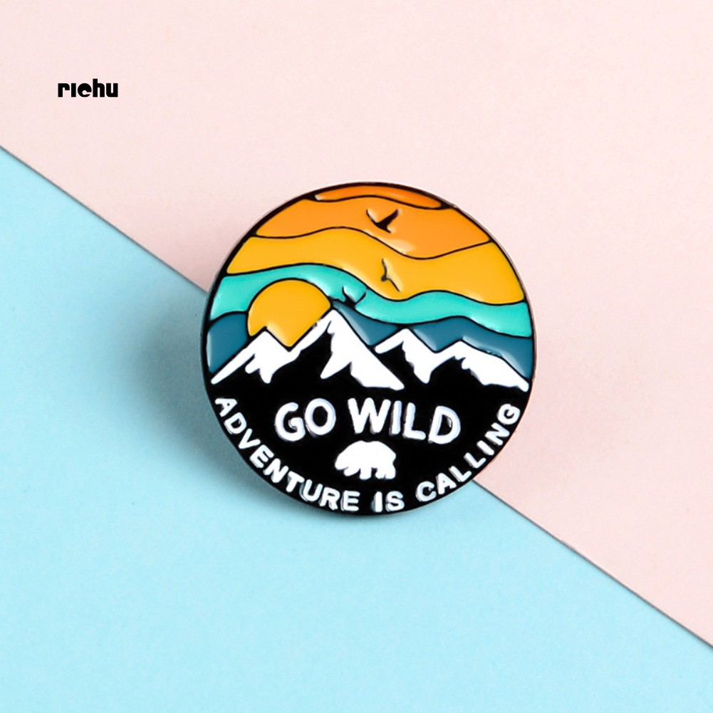 Richu Trâm Cài Áo Khoác Túi Xách Tráng Men Họa Tiết Chim Núi Tuyết Hoàng Hôn