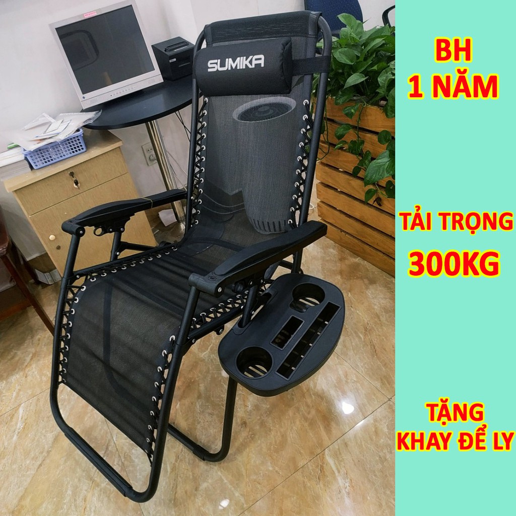 Ghế gấp xếp thư giãn SUMIKA 179A ( Tặng khay để ly, Khóa bằng kim loại, bảo hành 1 năm) ghế bố, ghế văn phòng