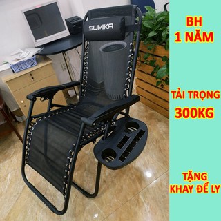 Mua Ghế gấp xếp thư giãn SUMIKA 179A ( Tặng khay để ly  Khóa bằng kim loại  bảo hành 1 năm) ghế bố  ghế văn phòng