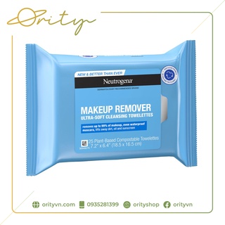 Khăn giấy tẩy trang Neutrogena Makeup Remover Ultrasoft Cleansing Towelettes - 25 tờ