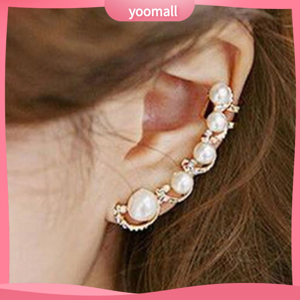 Khuyên tai đính đá và ngọc trai nhân tạo thời trang thanh lịch dành cho nữ