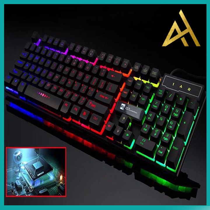 Bàn Phím Máy Tính Gaming Keycap Xuyên Led Đổi Màu R8 1822 Bàn Phím Giả Cơ Laptop Có Dây Keyboard Chơi Game