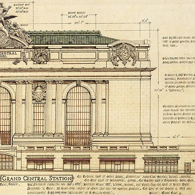 Tranh treo tường trang trí hình nhà ga trung tâm New York phong cách Retro