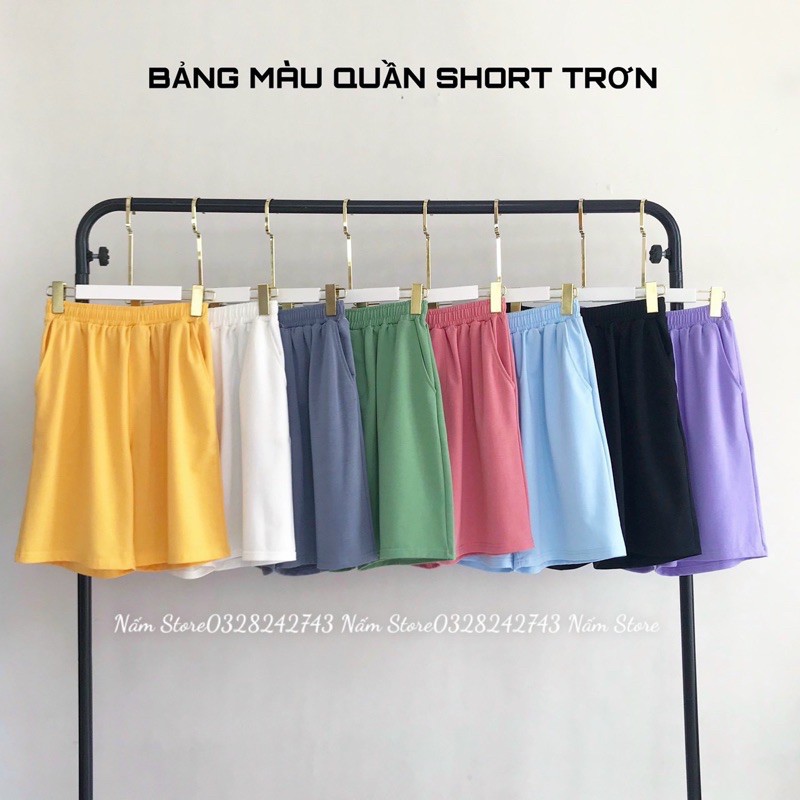 Quần short thun basic trơn ống rộng unisex nam nữ - Quần short thun in theo yêu cầu