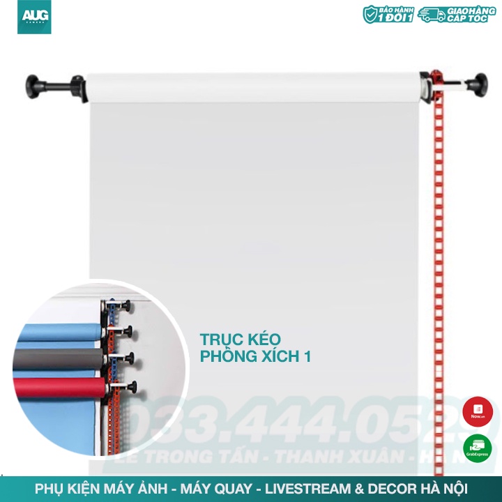 TRỤC KÉO XÍCH 1 TREO PHÔNG STUDIO - Khung treo phông nền cho phòng chụp quay - AUG Camera & Decor