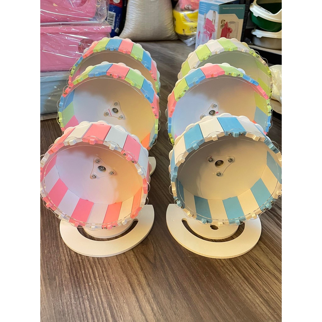 Whell gỗ ép lắp ráp Đa sắc size 16cm,18,5cm,21cm cho hamster,nhím,bọ ,..