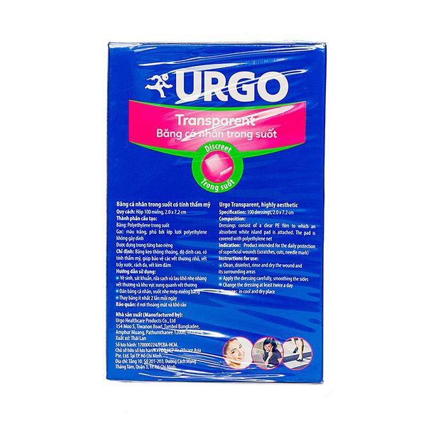 Băng Cá Nhân Trong Suốt Urgo Transparent Assorted 100 Miếng