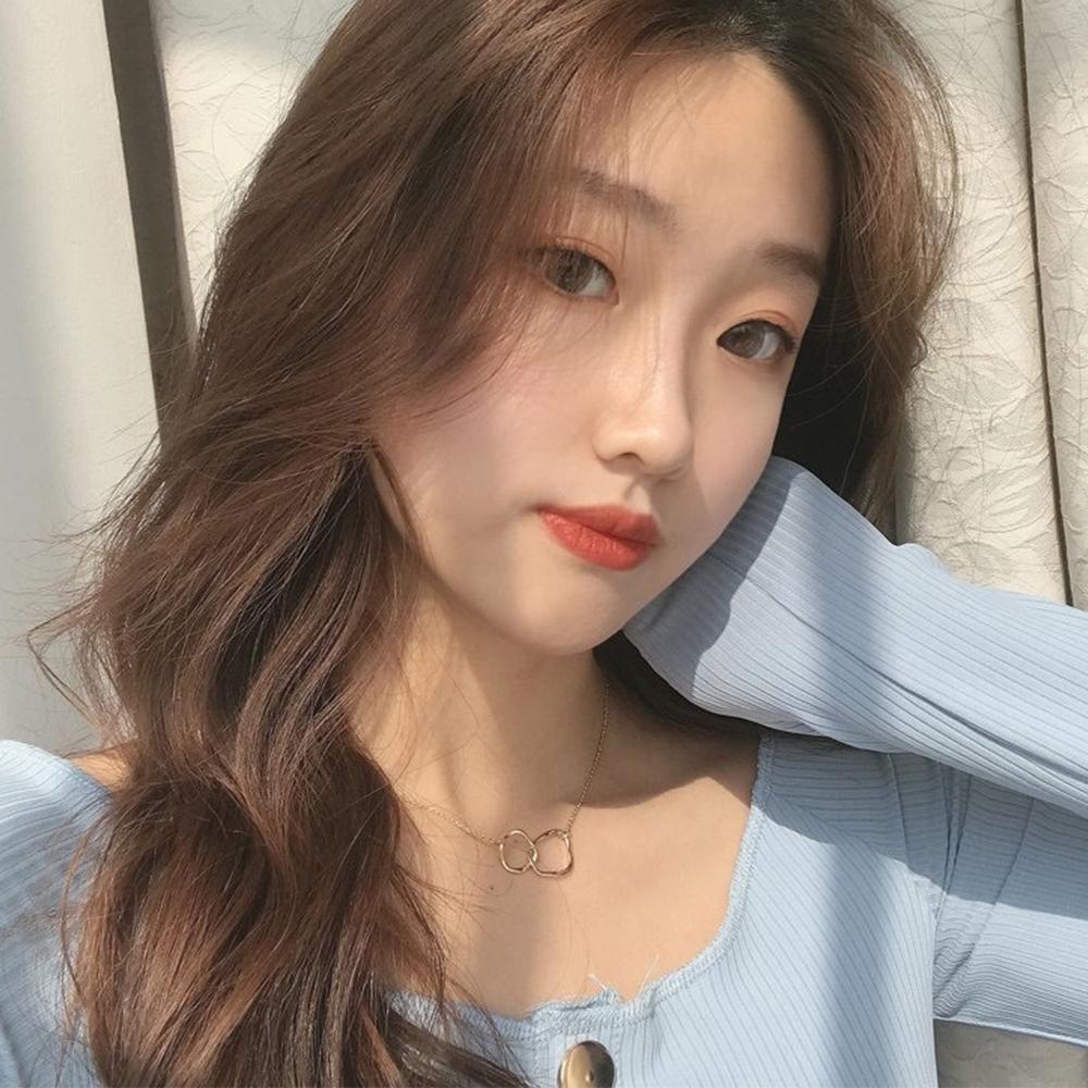 AROMA Vòng cổ Hai Lớp Mặt Nhẫn Đơn Giản Thời Trang Cho Nữ