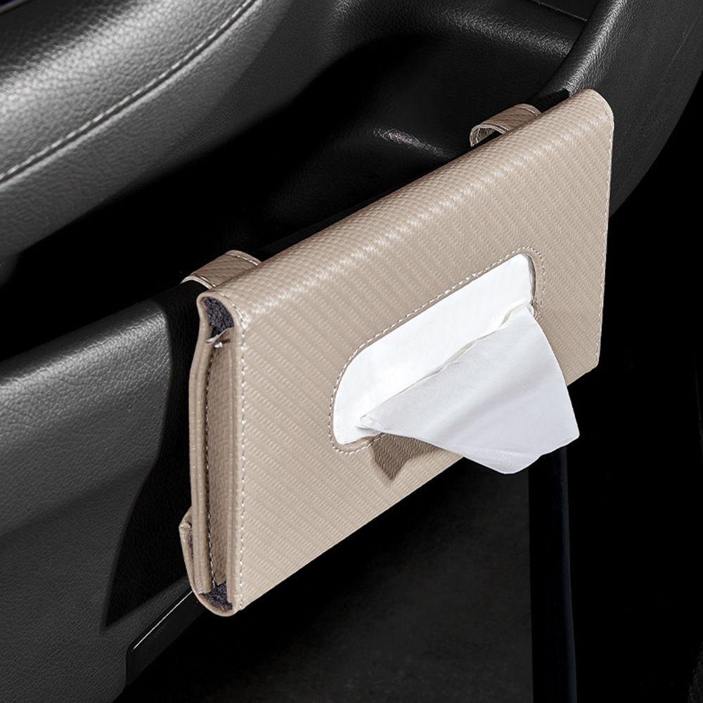 Hộp Đựng Khăn Giấy Bằng Da PU Phối Sợi Carbon Gắn Tấm Che Nắng Xe Hơi Tiện Dụng