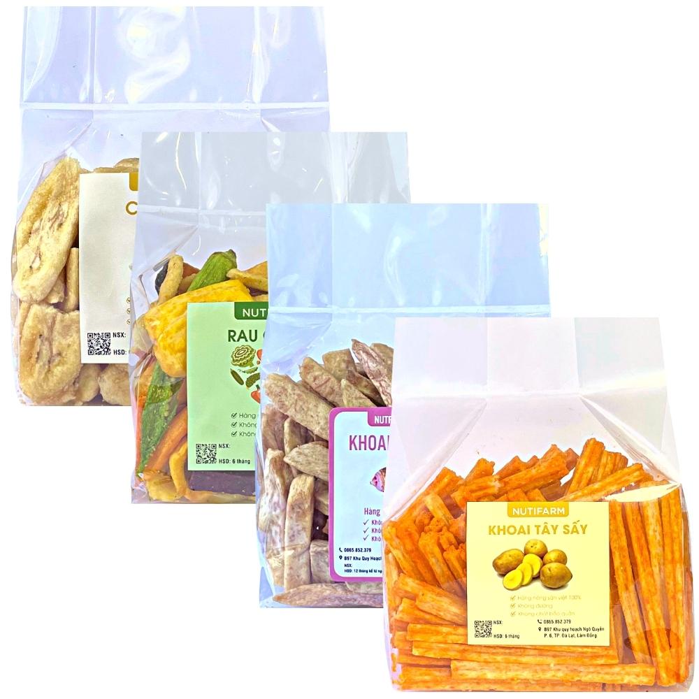 Hoa quả sấy khô thập cẩm, rau củ sấy 500gr NutiFarm đặc sản đà lạt