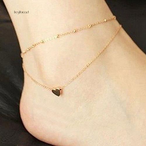 Lắc chân hai lớp mặt dây chuyền hình trái tim thời trang xinh xắn thanh lịch cho nữ | BigBuy360 - bigbuy360.vn