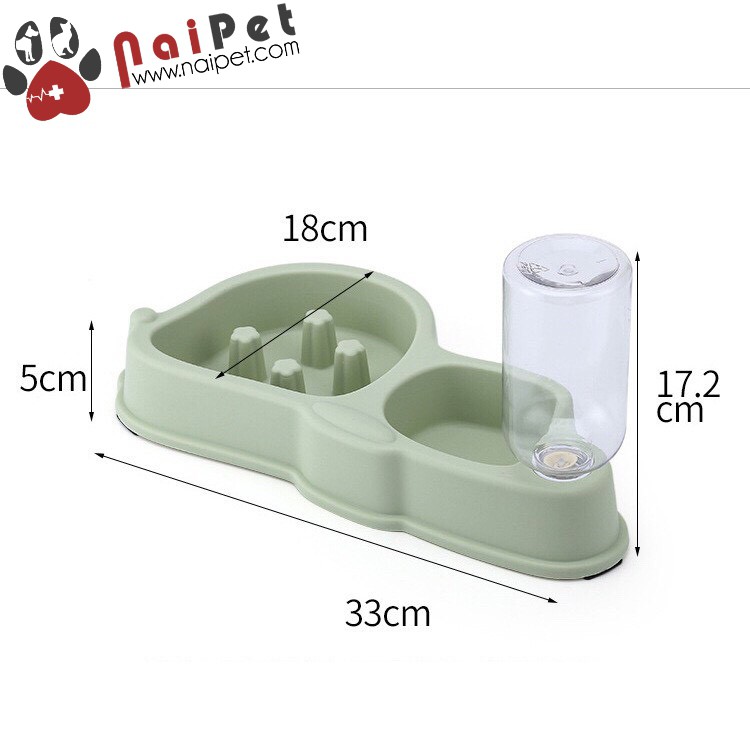 Bát Đôi Chống Ăn Nhanh Và Gắn Bình Cấp Nước Tự Động Fox Shape Dog Bowl BAU022